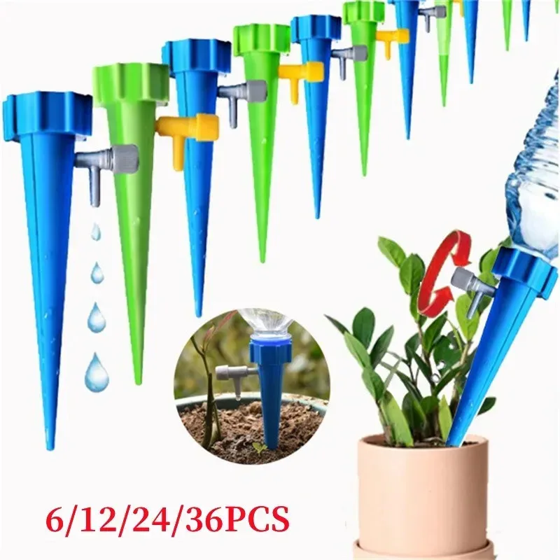 6/12/24pcs Automatic Watering Drip Plants Irrigation Drip Droppers Garden Watering System Plant Self Watering Kits Insert Water