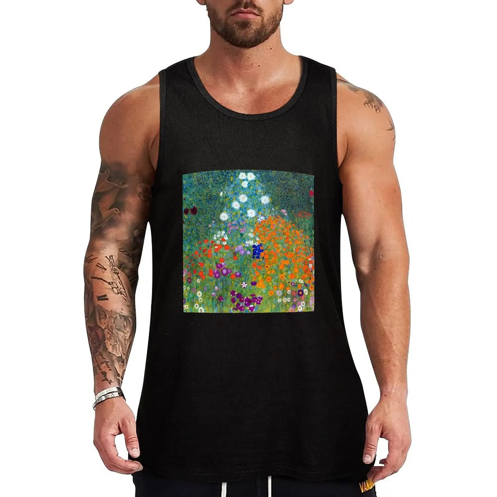 Gustav Klimt Flower Garden Tank Top best selling products anime clothes Men's sleeveless t-shirt bodybuilding for men