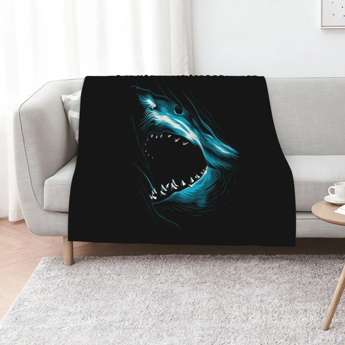 Megalodon attack Throw Blanket Cozy Home Blanket Gift for Christmas Holiday