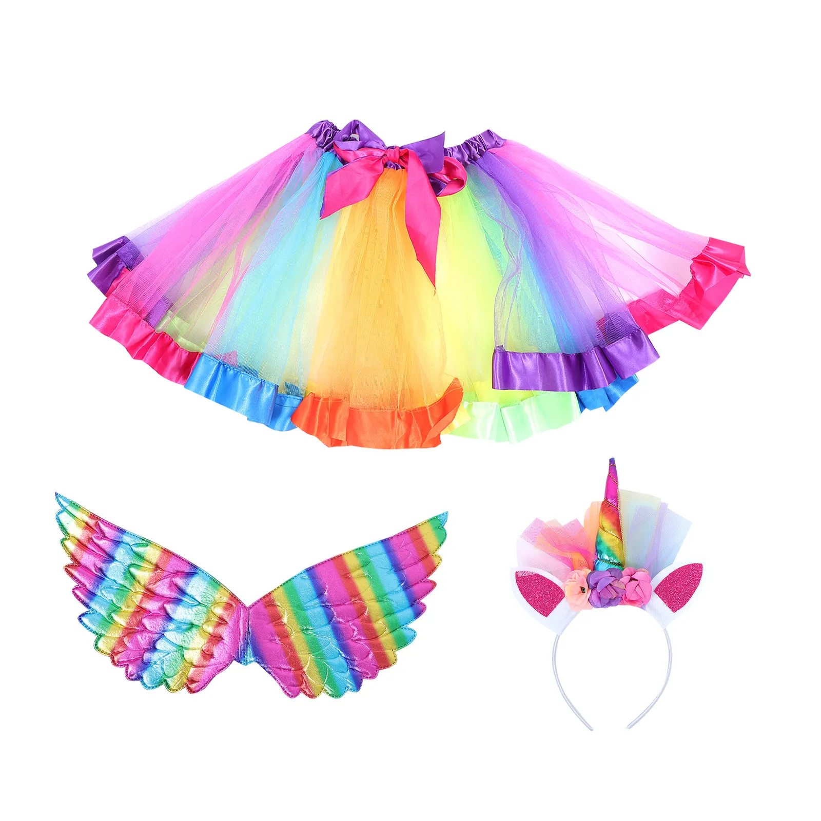 Unicorn Headband and Tulle Skirt Set for Girls – Comfortable Skin-Friendly Carnival Cosplay Costume