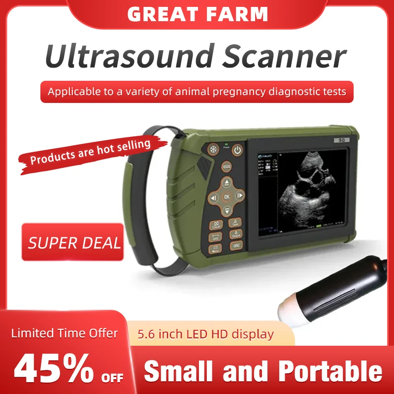 

Pig Sonar Portable Machine Sheep Ultrasound Scanner Goat Pregnancy Tester Sow Farm Heat Detection Breeding Device Insemination