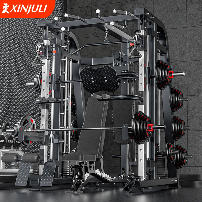 Multi-Smith Power Rack Home/Commercial Gym Equipment Multi-Functional Smith Machine for Leg Fitness Exercises Weight Lifting