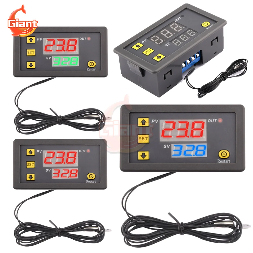 Mini Digital Controlador de Temperatura Incorporado Termostato Regulador Sonda de Metal à Prova d Água Ntc dc 5v 12v 24v
