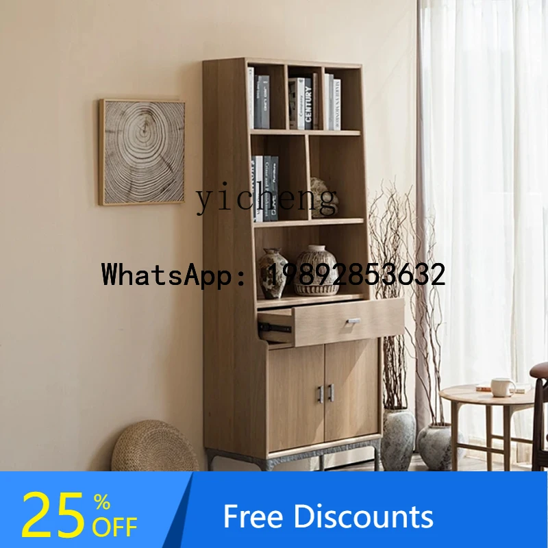 B-3  Nordic  Bookcase Smoked White Oak Bookshelf Side Cabinet Quiet Wind Furniture