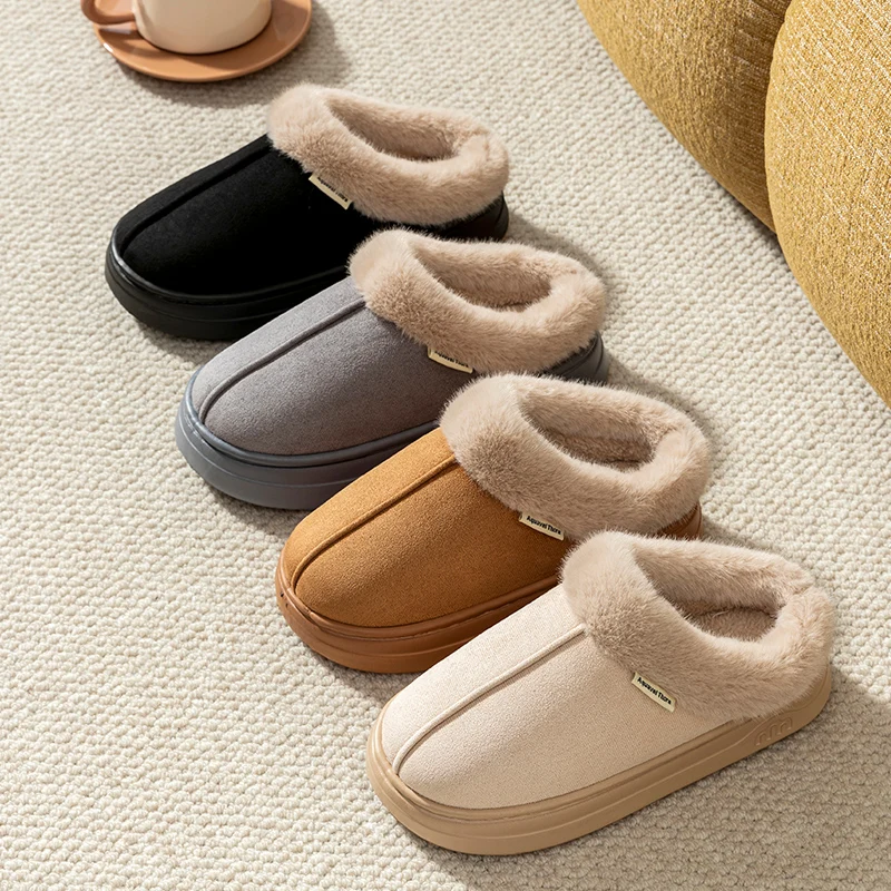 Pantoufles d'hiver pour enfants, intérieur et extérieur, semelle épaisse antidérapante, chaussures chaudes et confortables Parent-enfant, bottes de neige de loisirs