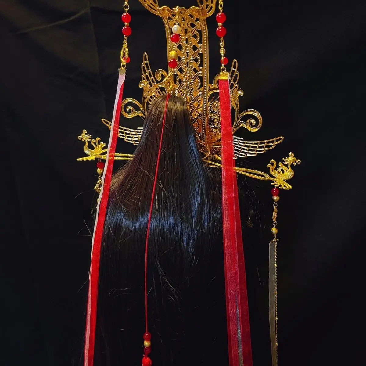 Tian Guan Ci Fu Xielian Príncipe Cabelo Coroa, Espada Vento Antiga, Yingluo, Alegre Deus Cos Cabelo