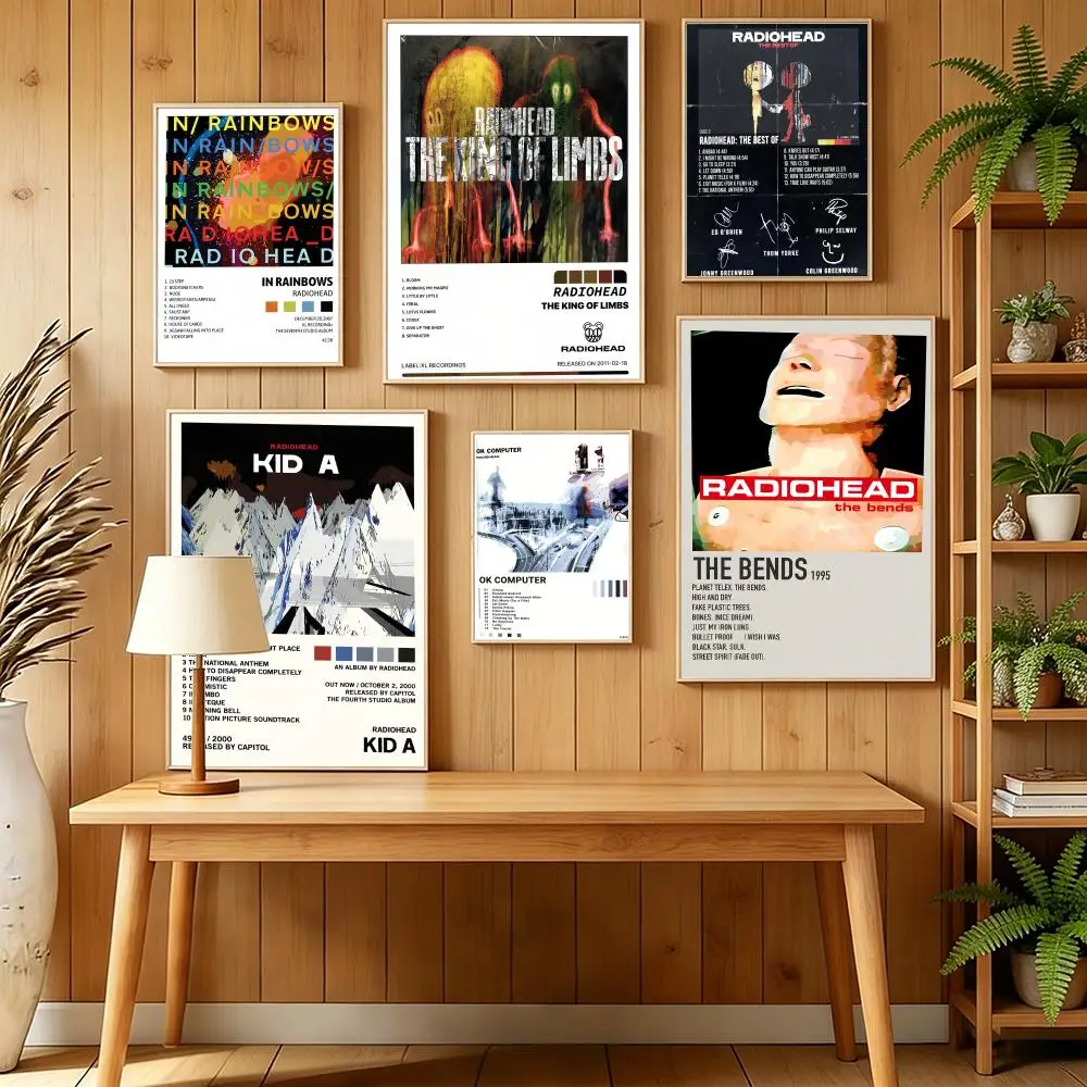Rock Band R-RadioheadES Music Poster HD Self Adhesive Wall Mural Stickers Decals for Bedroom Living Room Home Decor Gift