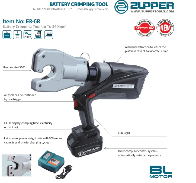 ZUPPER EB-6B hydraulic cable wire rope cable lug wire terminal crimping tool