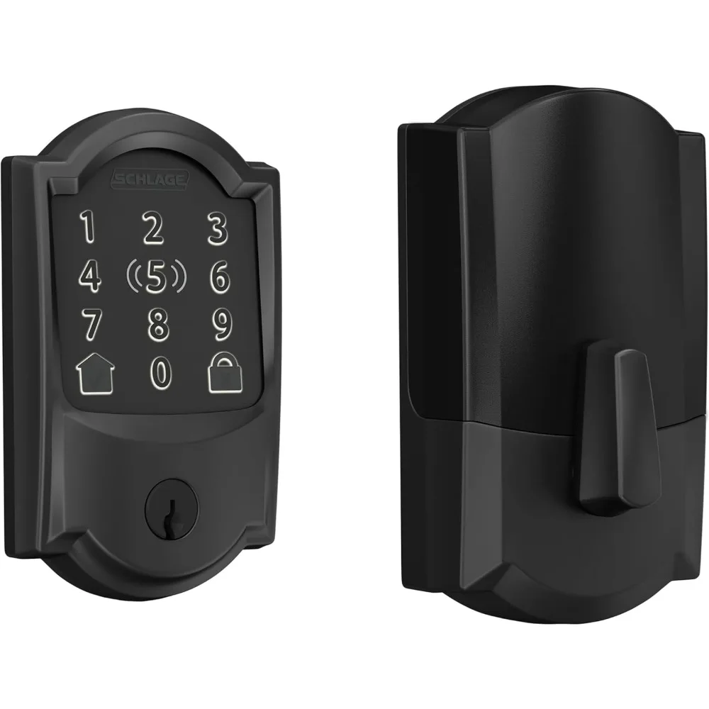 BE499WB CAM 622 Encode Plus WiFi Deadbolt Smart Lock Keyless Entry Touchscreen Door Lock with Camelot Trim Matte Black