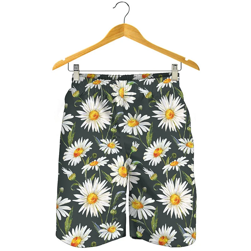 Cute Daisy Flower 3d Print Beach Shorts Men Cool Street Short Pants Summer Swimming Trunks Hot Sale Women Surfing Board Shorts