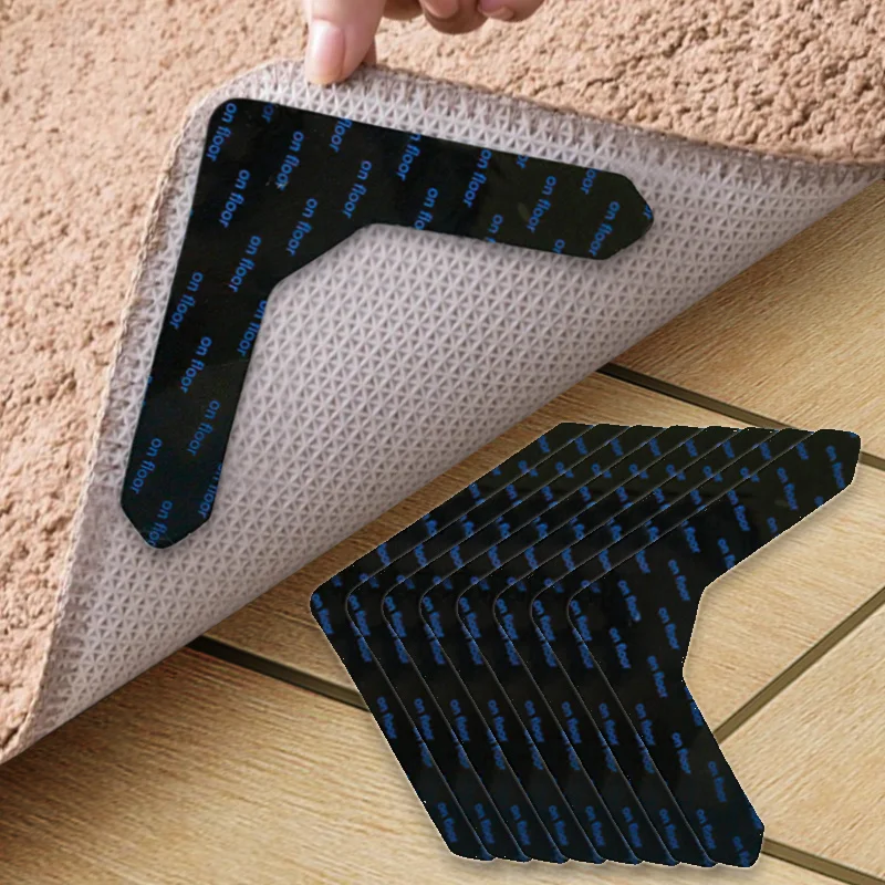 NONE 4/8 stücke Starke Selbstklebende Verschluss Punkte Aufkleber Klebe Haken Schleife Band Für Bettlaken Sofa Matte Teppich Anti Slip matte Pads 3