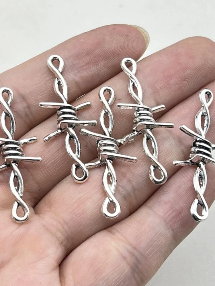 30pcs 40*17mm Gothic Punk Style Barbed Wire Small Thorns Accessories DIY Handmade Necklace Earrings Bracelet Accessories ﻿