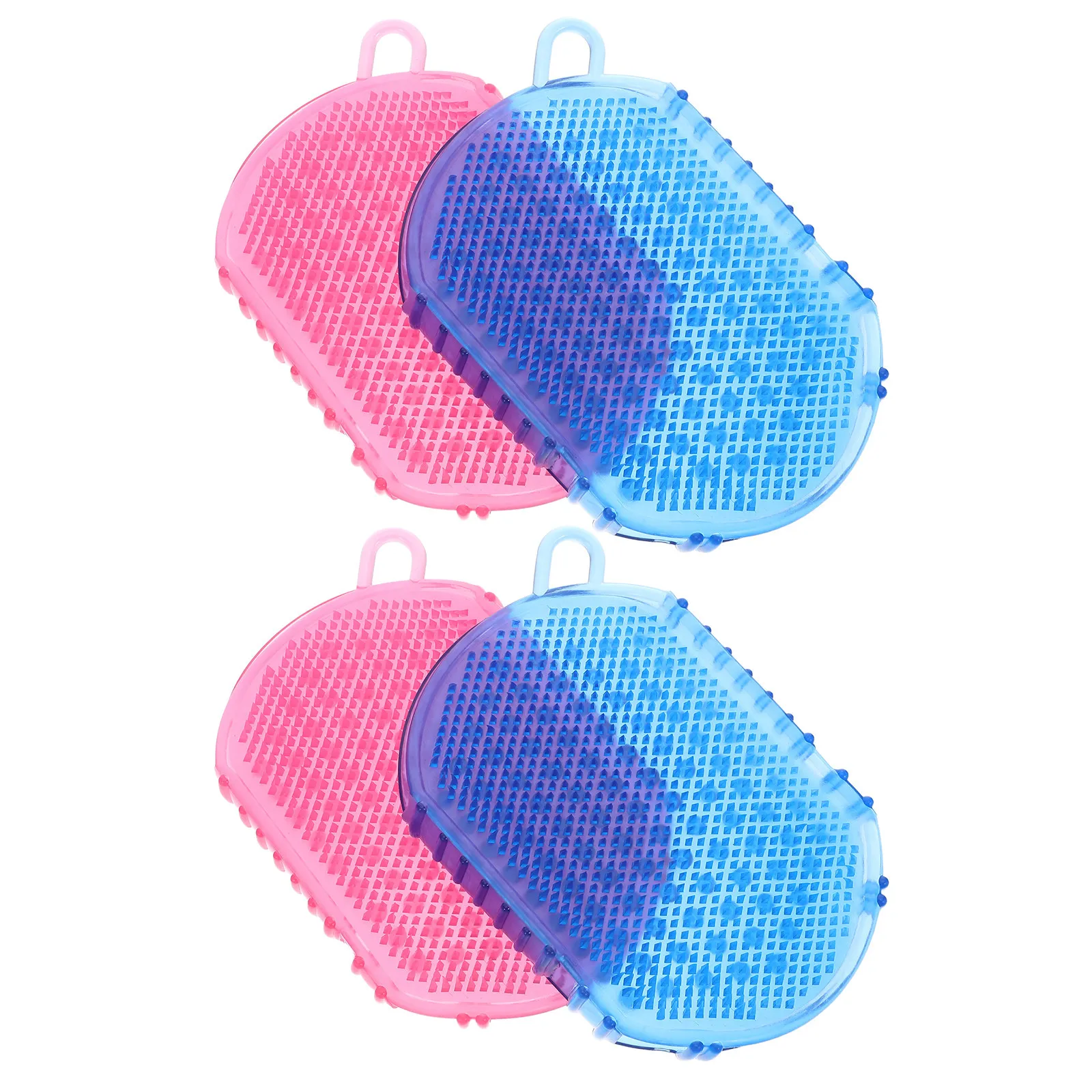 4Pcs Handheld Meridian Massage Brush Set Two-Sided Palm Comb Scalp Beard Pet Hair Cleaning Soft Bristles Portable for Travel
