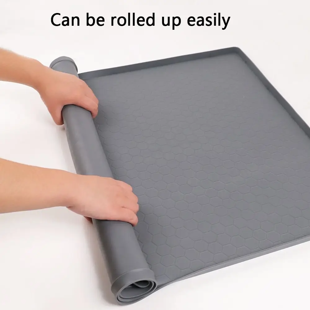 Flexible Silicone Under Sink Mat Waterproof Heat Resistant Drain Pad Dirt-proof Leak Protector Sink Organizer Tableware