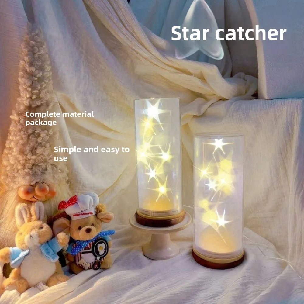 

DIY Star Night Light Handmade 3D Three-dimensional Desk Lamp Translucent Hexagonal Star Ambient Lighting