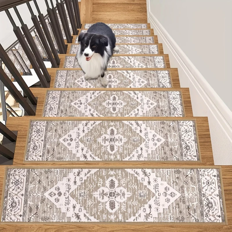 

VIKAMA 15-Piece Persian-Patterned Stair Treads – Suitable for Indoor and Outdoor Stairs and Home Interior Decoration