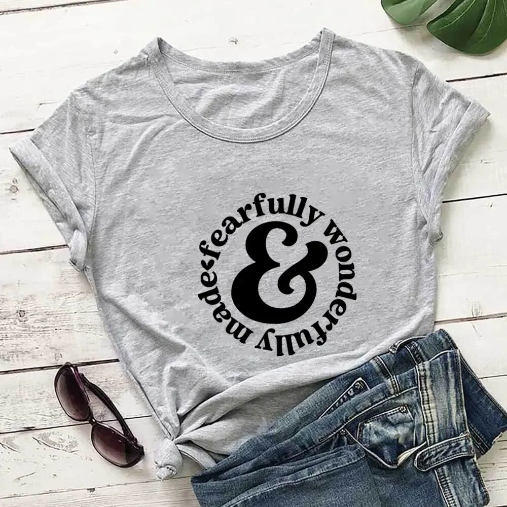 تي شيرت قطني للرجال ، قمصان صيفية مضحكة ، رقبة دائرية للنساء ، أكمام قصيرة ، قميص مؤمن ، تي شيرت عتيق ، خوف ورائع