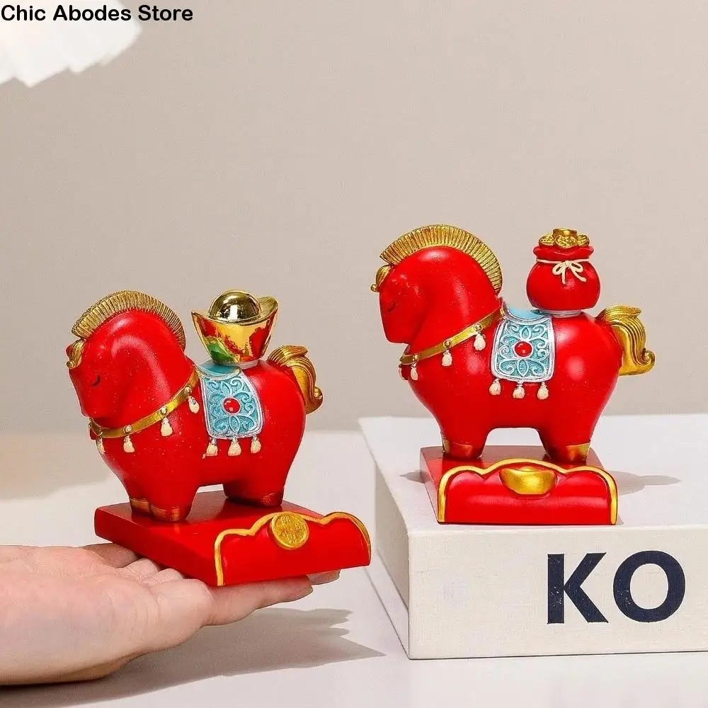 

Animal Horse Statue Zodiac Horse Ornaments Year of The Horse Rotatable Accessories 2026 Horse Year Figurines Lifelike