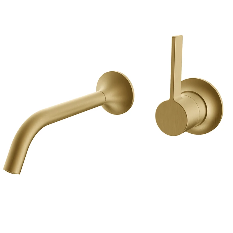 Cross Handle Wall-Mounted Golden Basin Audio Mixer Brass Dresser Faucet Bathroom