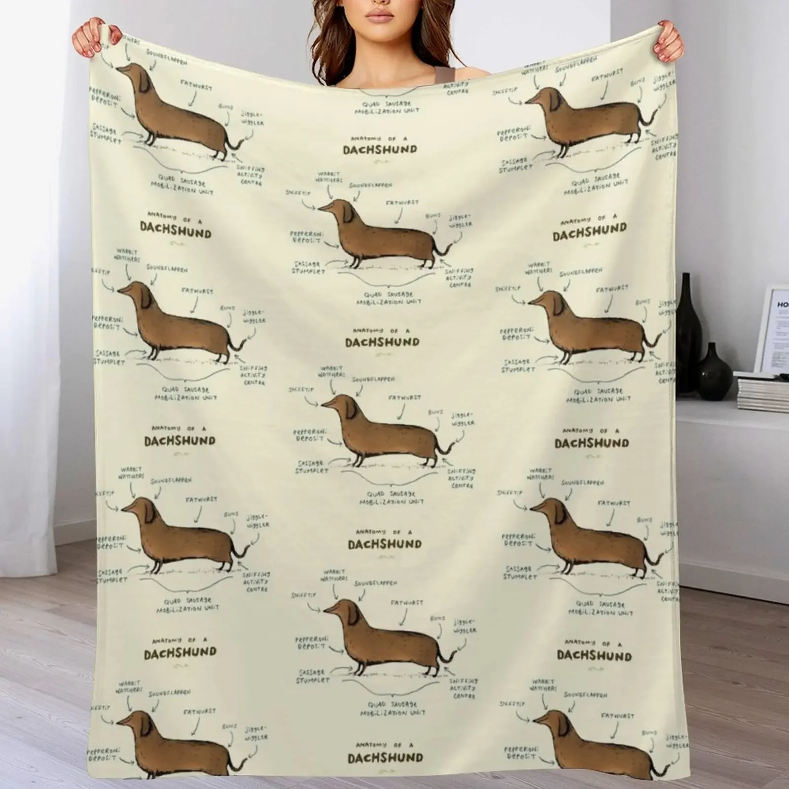 Manta de anatomía de un perro salchicha para siesta, ideas de regalos multiusos para San Valentín, mantas térmicas de viaje