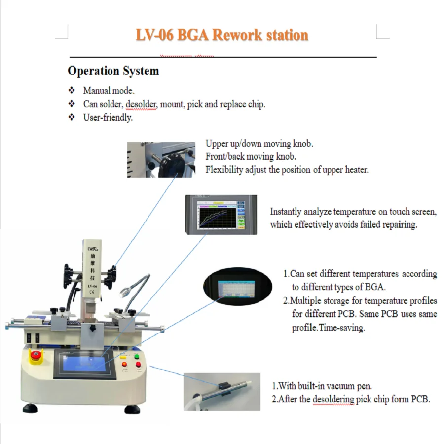 Máquina de reparación BGA infrarroja automática Industrial de LV-06, CPU SMD, molde de Chip IC, equipo de soldadura PCB, estación de soldadura central de Motor