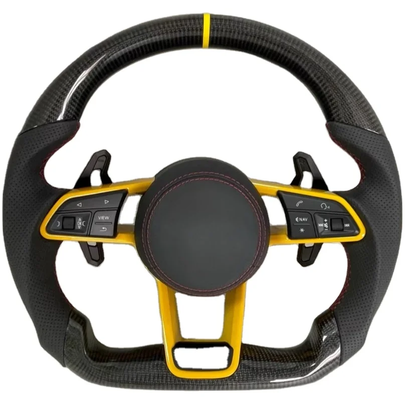 

For Audi R8 Tt Mk2 Mk3 B8 RS TTS Ttrs Rs3 Rs6 RS4 RS5 RS7 A3 D3 A4 A5 A6 C6 A7 A8 Q3 Q5 Q7 Carbon Fiber Leather Steering Wheel