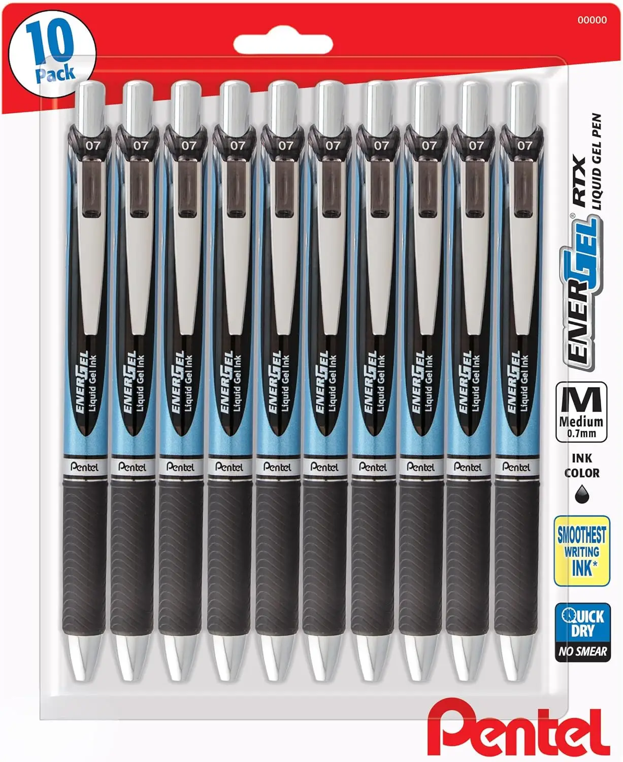 

Retractable Liquid Gel Pen, 0.7mm Needle Tip, Ultra Smooth Medium Line Black Ink 10 Pack