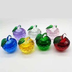 Quartz Crystal Apple Crafts Glass Paperweight Fengshui Ornaments Figurines Home Wedding Party Decor Christmas Gifts Souvenirs