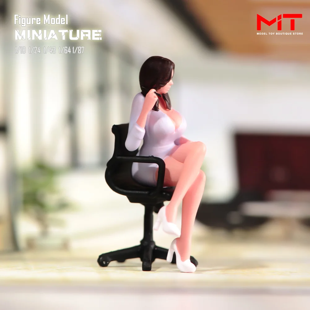 

Miniature Figure 1/87 1/64 1/43 1/24 1/18 Beauty Female Thinking Sitting On Chair Mini Doll Diorama Figurine Model Scene Prop