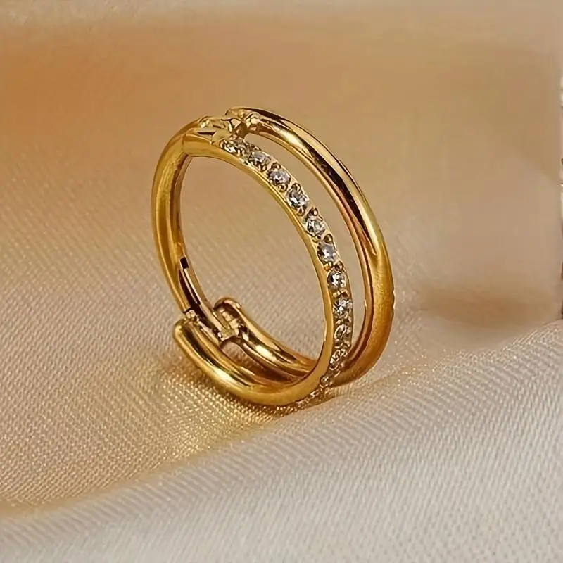 16G التيتانيوم الزيركونيا مزدوجة حلقة حلقة الفضة الذهبية حلقة دايث حلقة أقراط مفصلات ثقب المجوهرات مزدوجة حلقة النظر