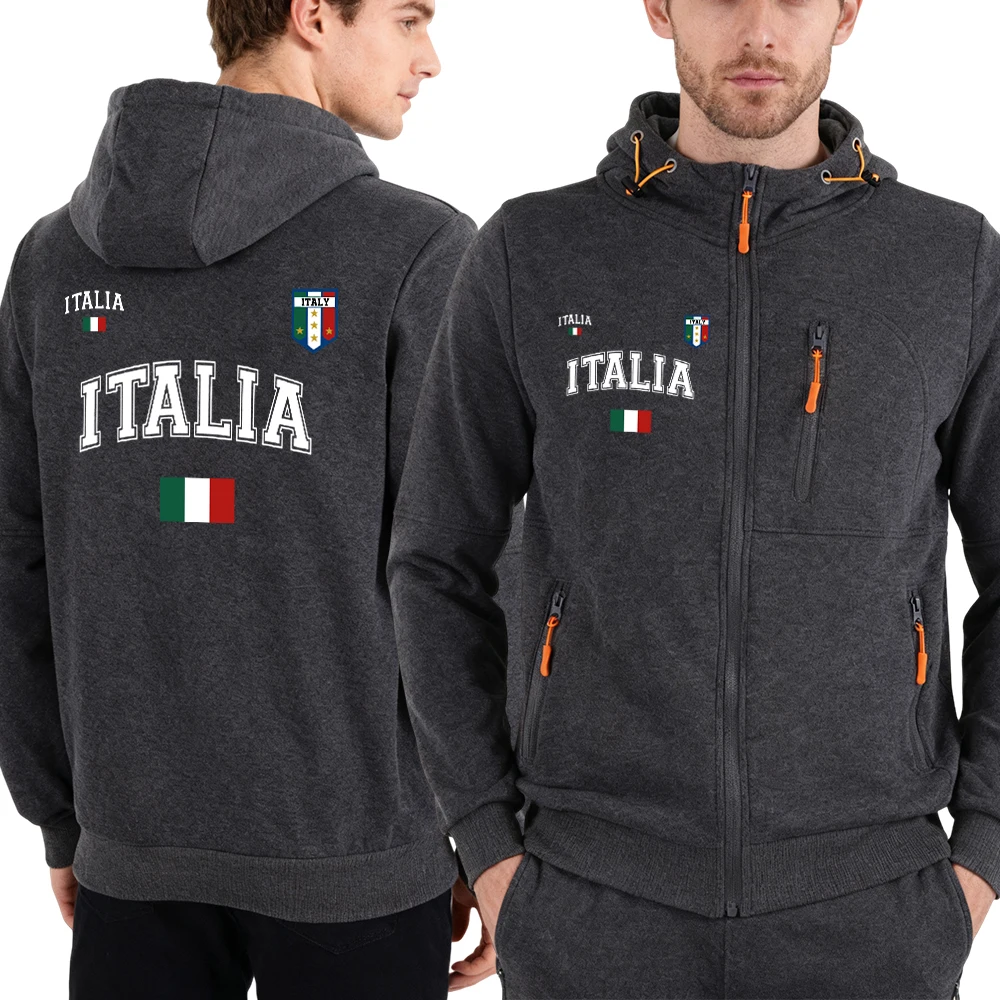 

Italia Italian Flag Design Autumn Men Zipper Hoody Y2K Loose Hoodies Fashion Fleece Streetwear Men'S Casual Zip-Up Hoodie