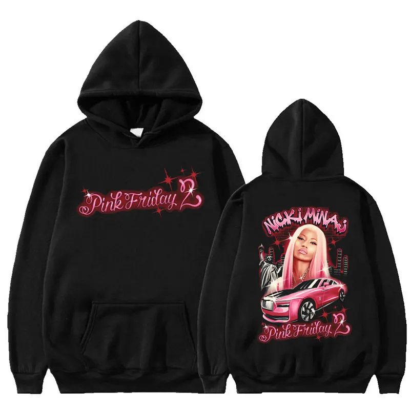 

Rapper Nicki Minaj Pink Friday 2 Hoodie Men Women Fashion Y2K Hip Hop Oversized Sweatshirt Vintage Ieisure Pullover Streetwear