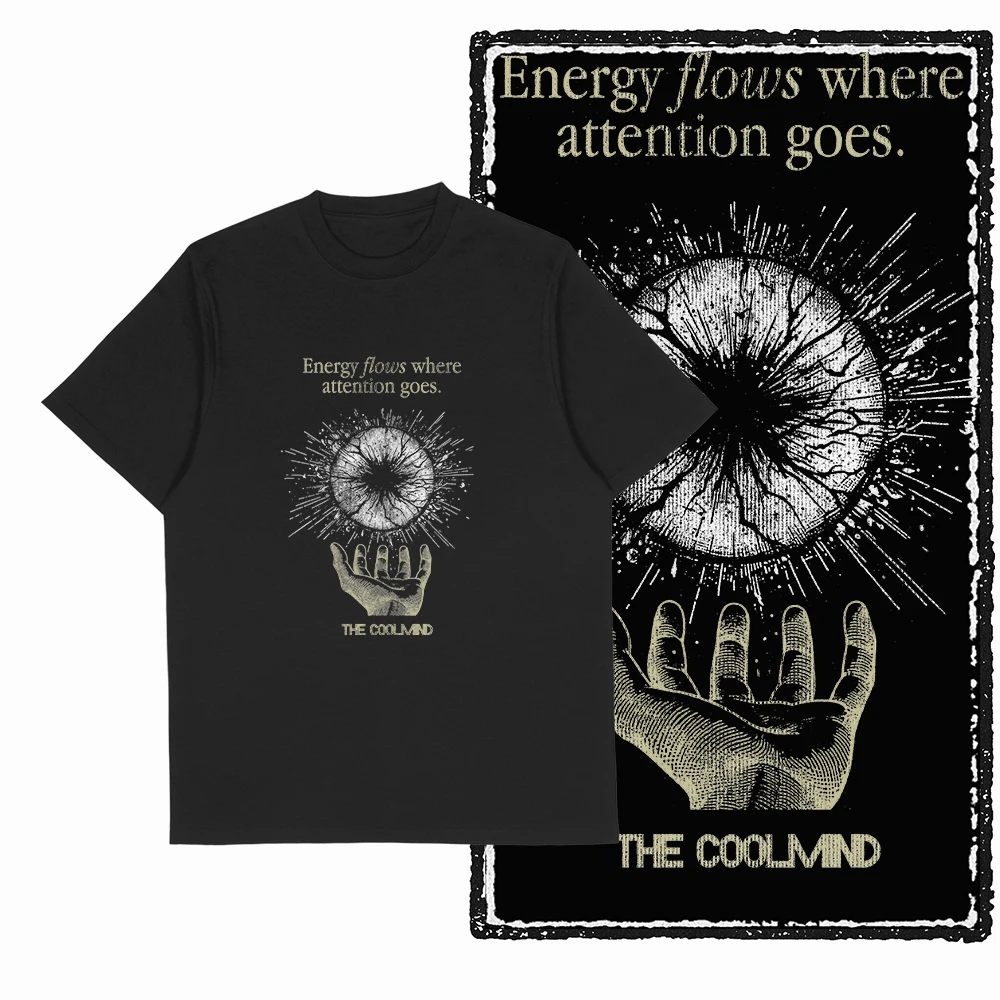 Coolmind X0075 Energy Focus Cosmic Focus graphic tee cotton exclusive men tshirt streetwear t shirt for men tee shirt