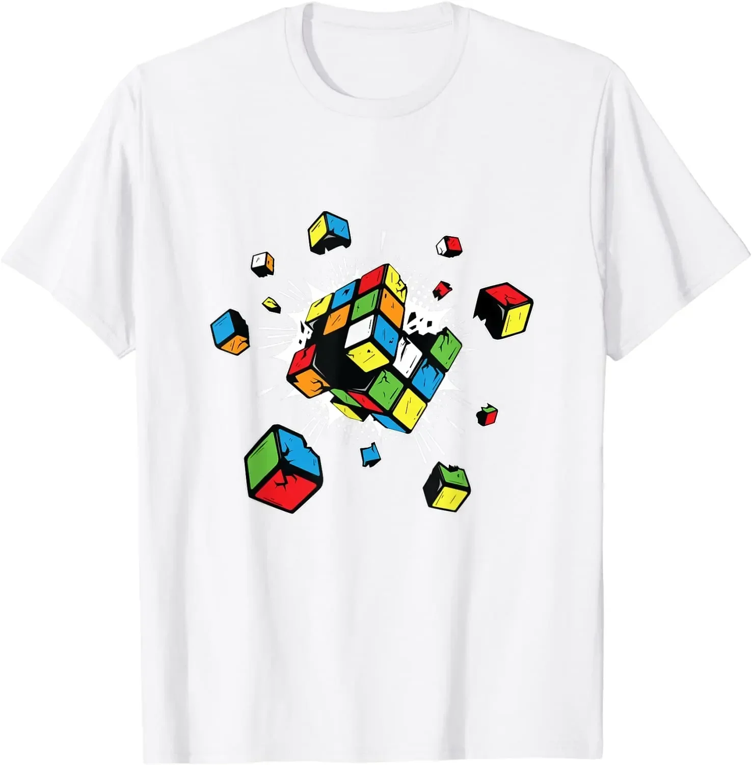 New Arrival fashion Unisex Casual Tops Summer Leisure Loose Tee Boy Exploding Rubix  Rubics Present for Kids TShirt