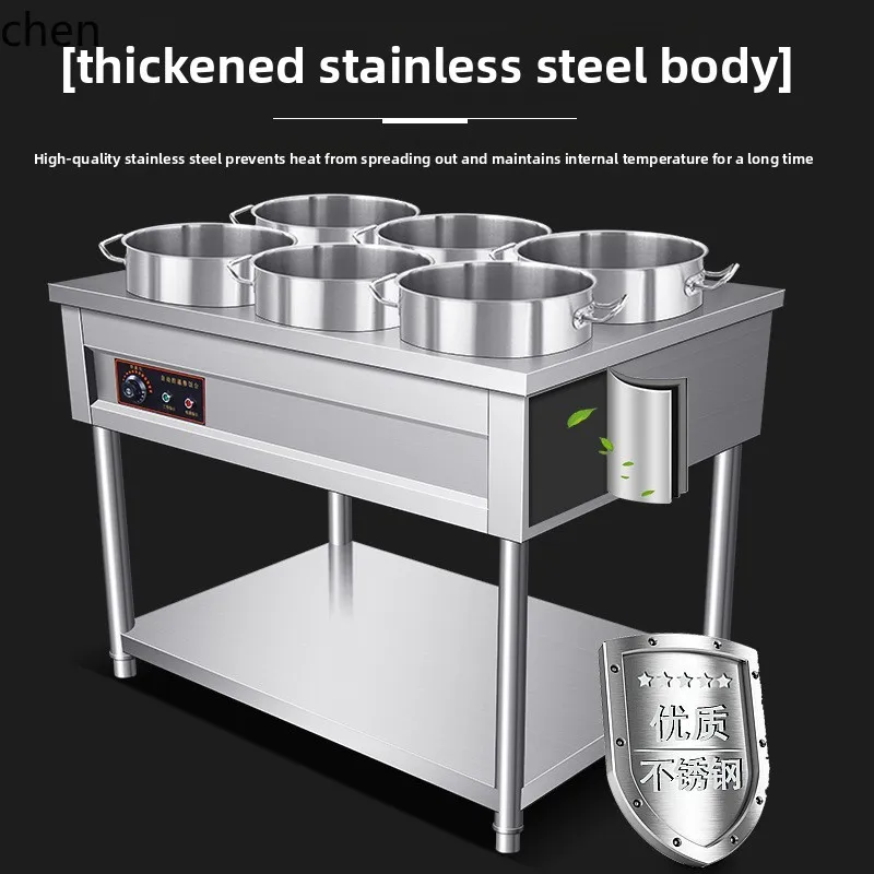 CC21 Insulated Porridge Cart Stainless Steel Stall Insulation Table Mobile Round Bucket Cart