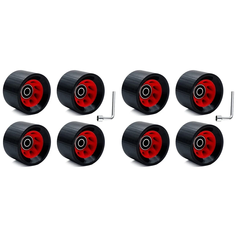 8 Stück Indoor-Rollschuhräder 95A mit Lagern 58 mm x 39 mm PU verschleißfeste Quad-Rollschuhräder mit 2 Schraubenschlüsseln