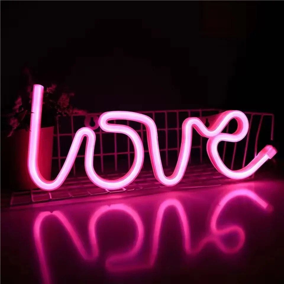 

Nice 1pc LOVE Shape LED Neon Light,USB&Battery Powered Novelty Letter Neon Night Light,For Parties, Bars,Home,Bedroom,Room Wall