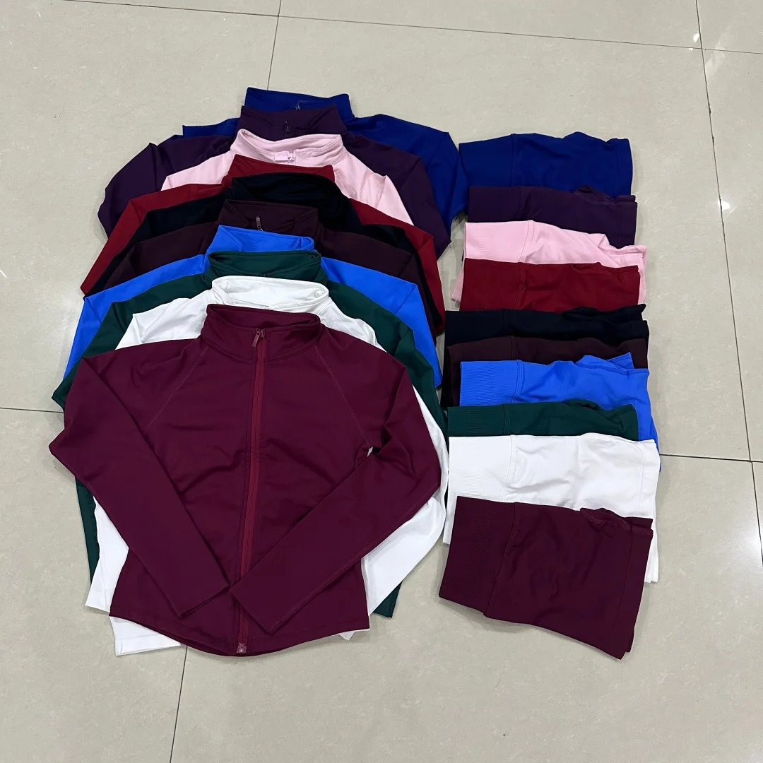 Women's 2 Pieces Yoga Sportswear Set Zipper Long Sleeve Fitness Jacket And Shorts Sports Fitness Clothes