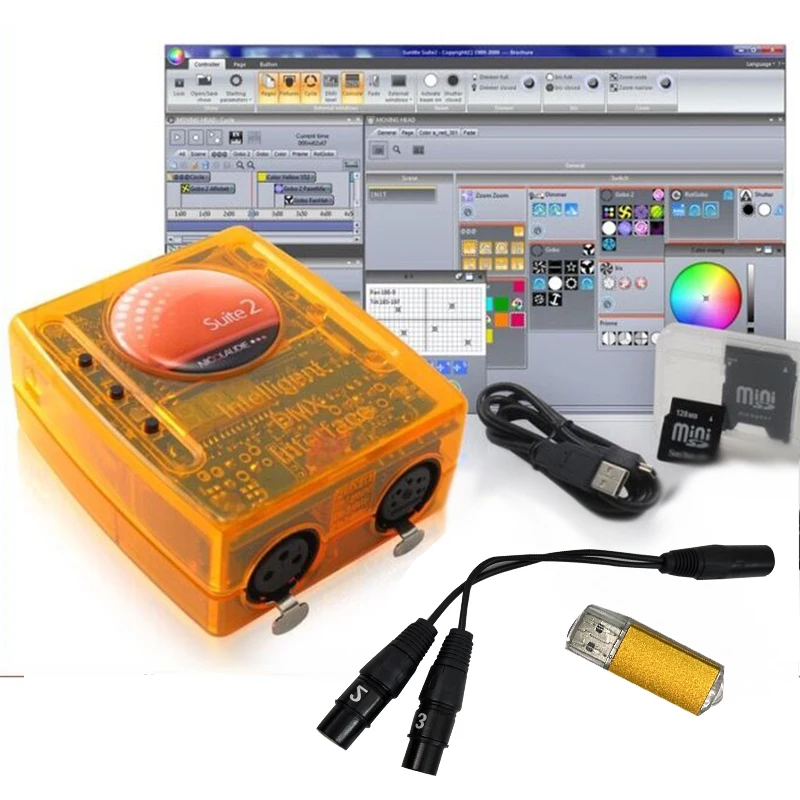 Sunlite Suite 2 FC 1536 채널 DMX512 무대 조명 컨트롤러 소프트웨어, DJ 디스코 조명 장비 제어, 디스코 조명 DMX