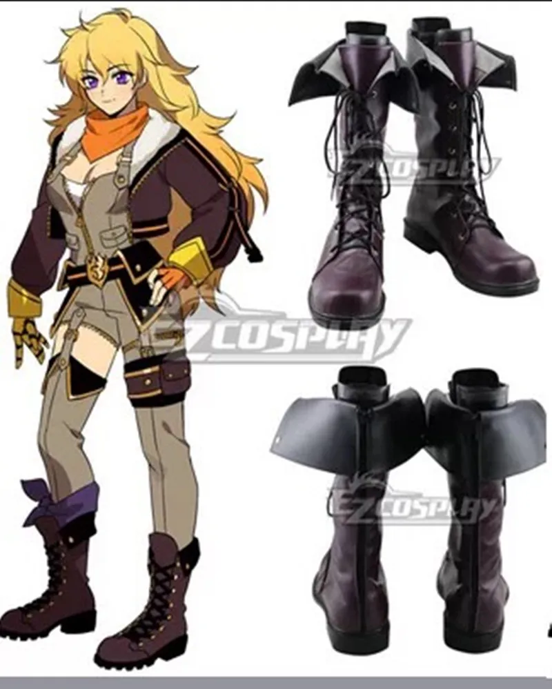 

Длинная обувь для косплея Rwby Yang Xiao, ботинки ручной работы из искусственной кожи, обувь на заказ