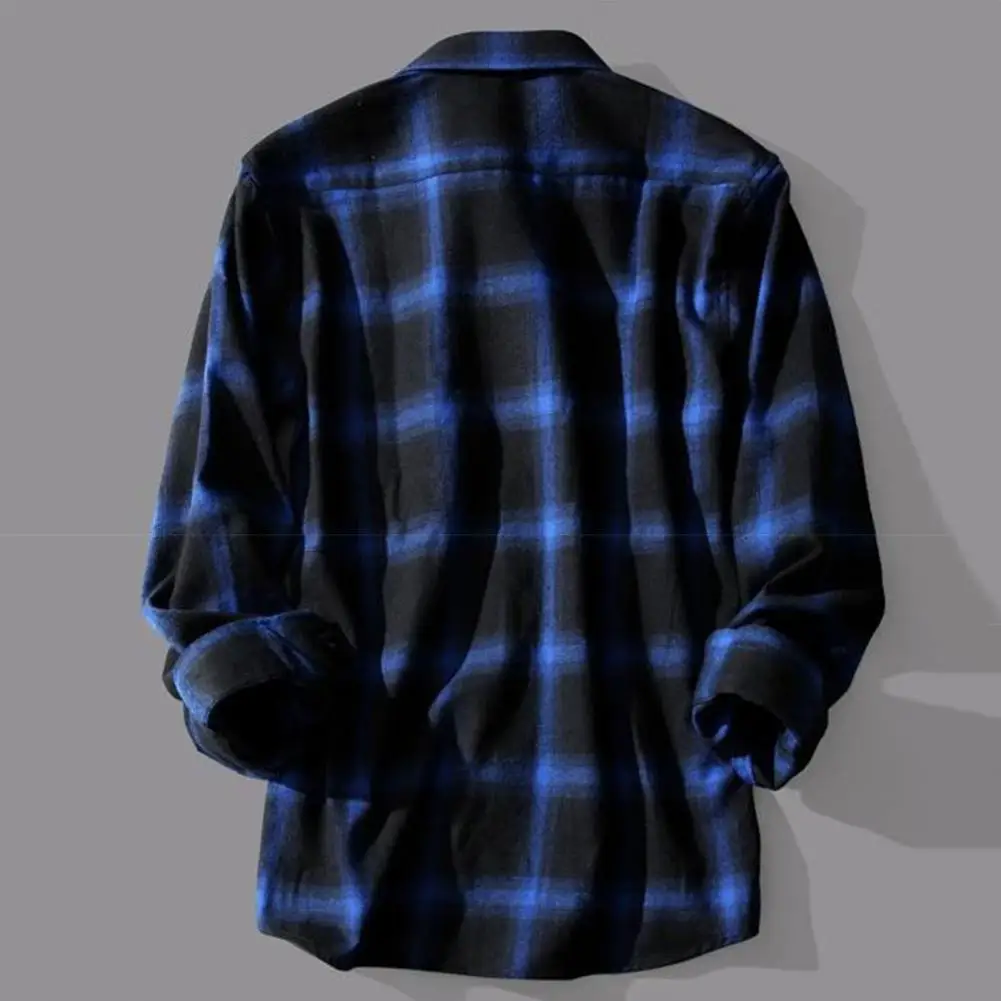 Camicie a quadri Camicia a quadri da uomo Cappotto Risvolto Camicia monopetto autunnale Giacca Camicie oversize Camicia casual a maniche lunghe da uomo chic