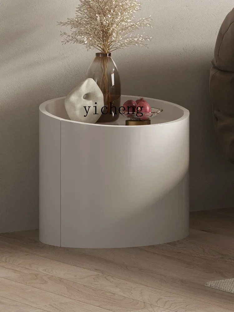 Picture 3: Solid Wood Bedside Cabinet Bedroom Small Bedside Cabinet Simple round Locker