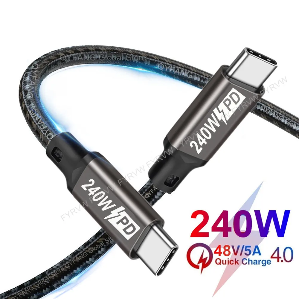 PD3.1 Tipo C Cabo de carregamento rápido, linha de alimentação para PS5, Nintendo Switch, Galaxy S22, MacBook, USB C, 48V, 5A, 240W, 100W, 60W