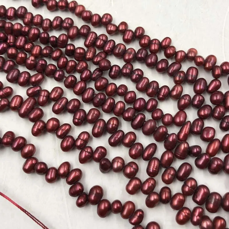 

ELEISPL JEWELRY Wholesale 8 Strings Loose Beads Red Real Freshwater Cultured Pearl Potato Shape #497-5 #497-5