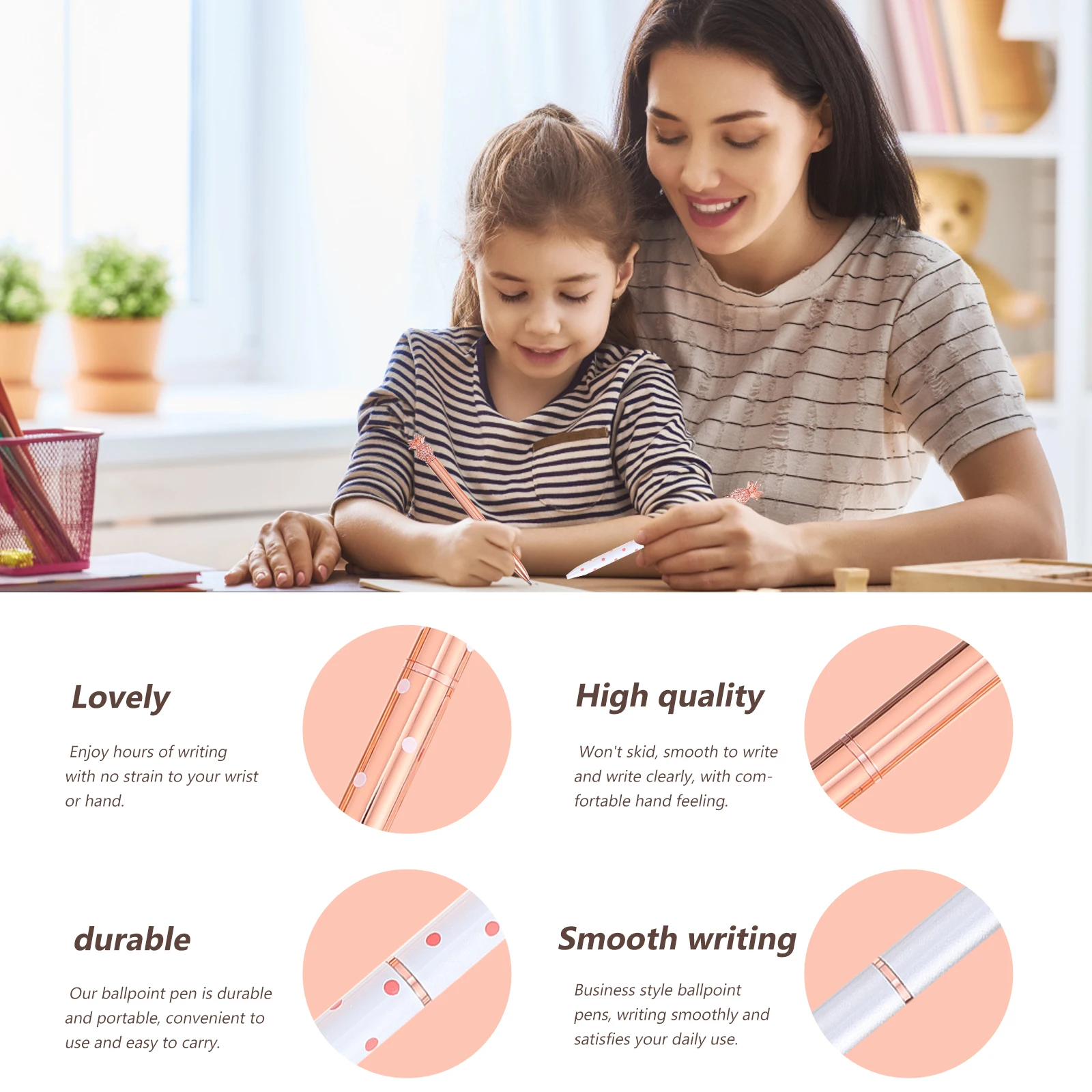 

4pcs Metal Ballpoint for Students Writing Signing Pen School Stationery Portable Office Pens Smooth Quick Dry Ink Gift