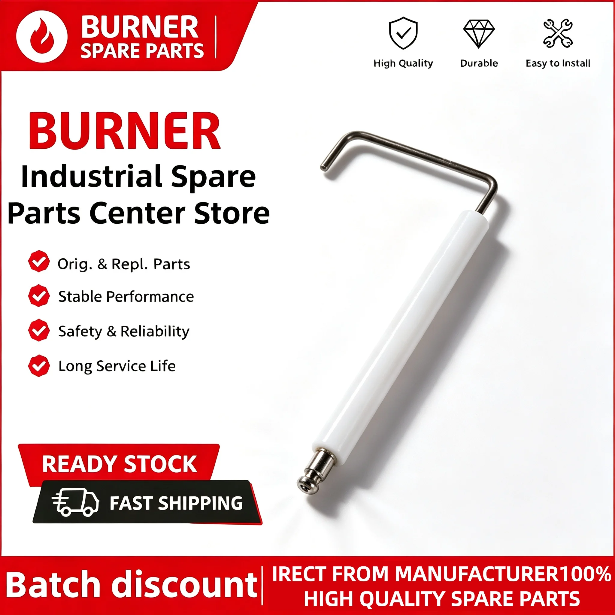 Ceramic Ignition Rod Ignition Electrode Fit BLU1000 Industrial Gas Combustion Boiler Burner Replacement Spare Parts