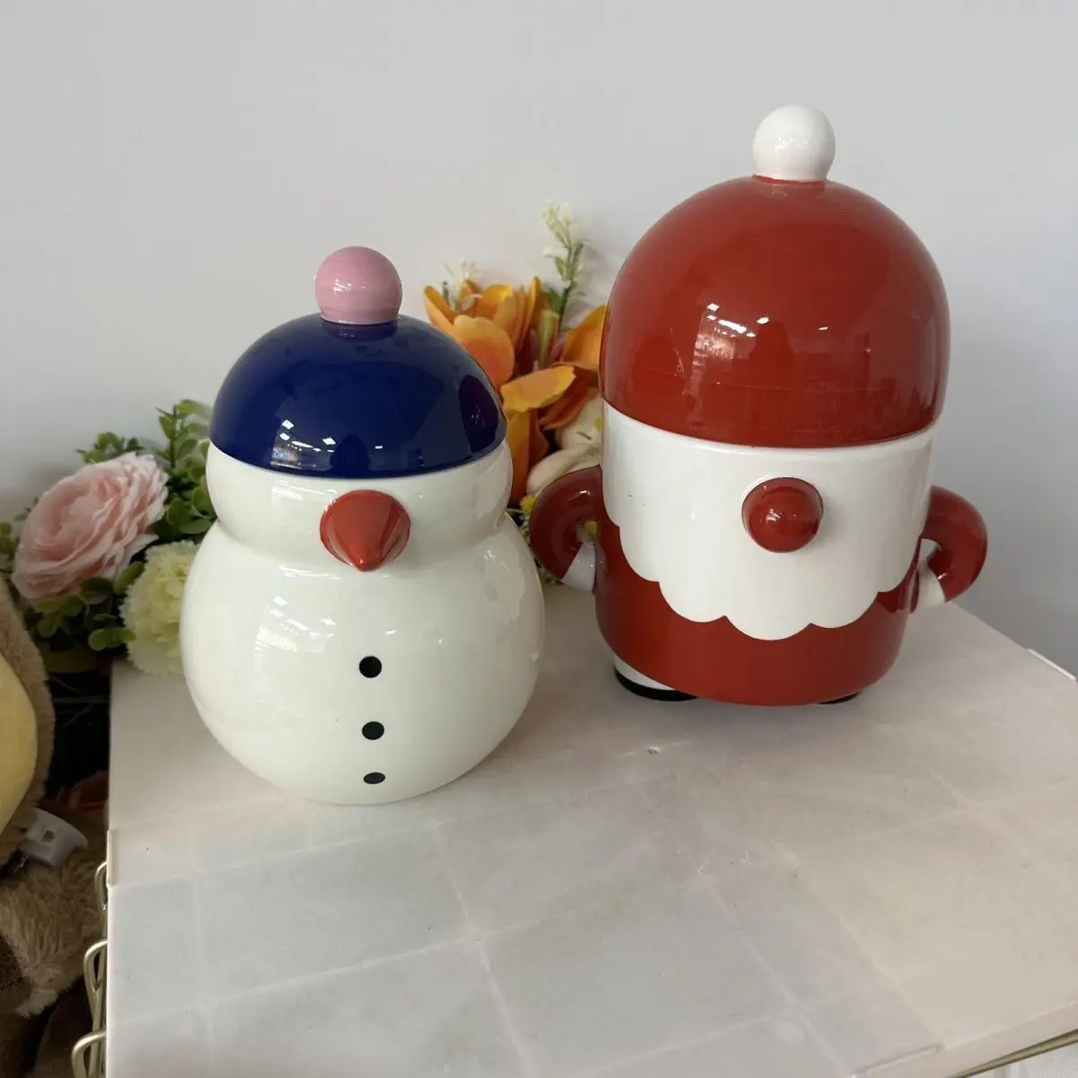 

1000 мл! Большая рождественская кружка с Санта-Снеговиком, большая подарочная банка для конфет для домашнего декора кухни, украшения для рождественской вечеринки