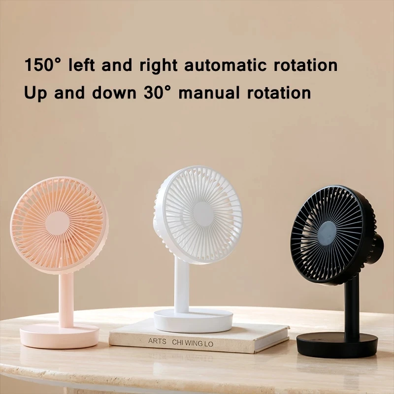 Desktop Rechargeable Fan Small Portable Air Conditioning Appliances Auto Rotation Fan Cooler 3-speed Wind Silent for Home Office