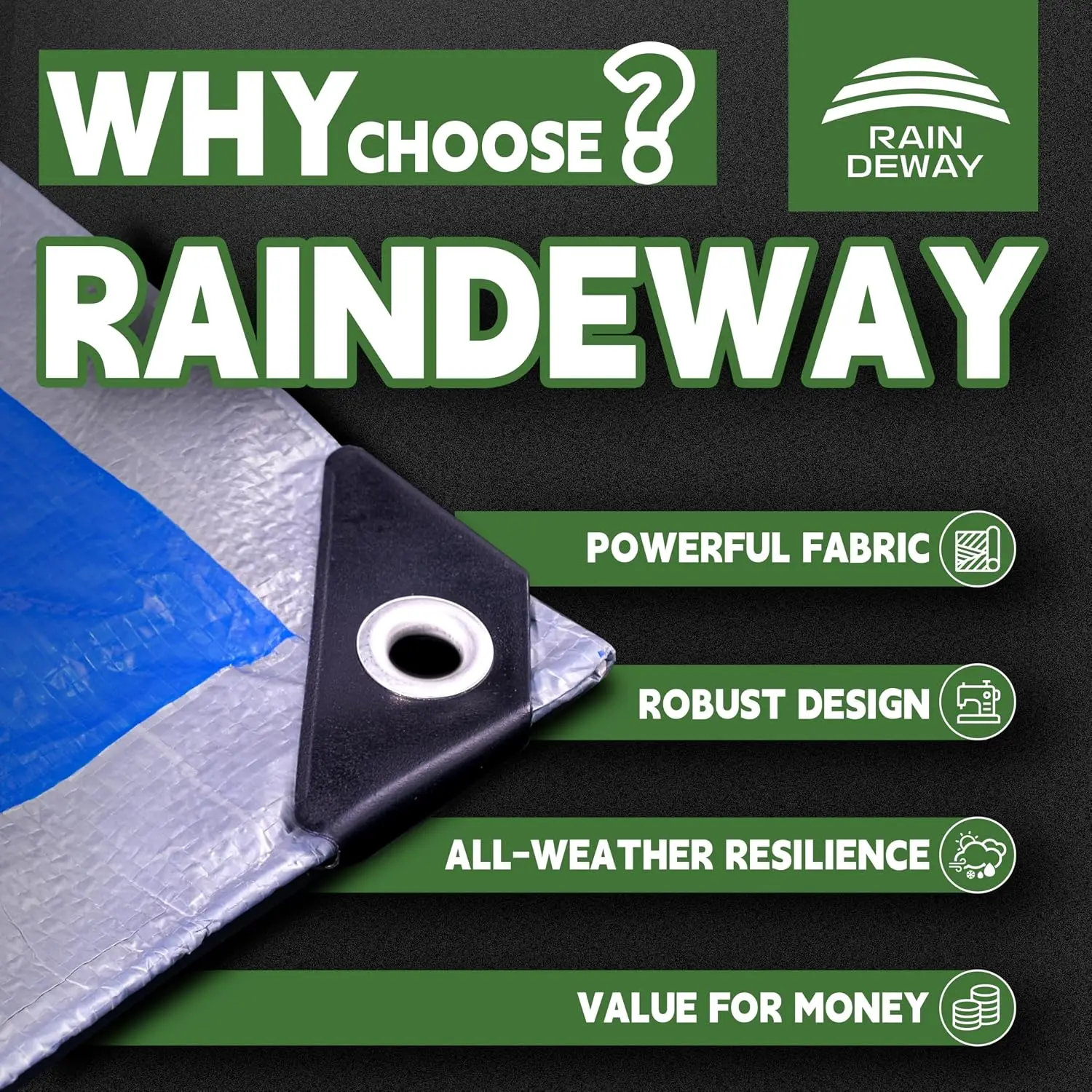 Tarps 30x100Ft 5.5 Mil Multipurpose Waterproof Poly Tarp Cover | UV Resistant,Extra Large,Finished Size,Grommets Every