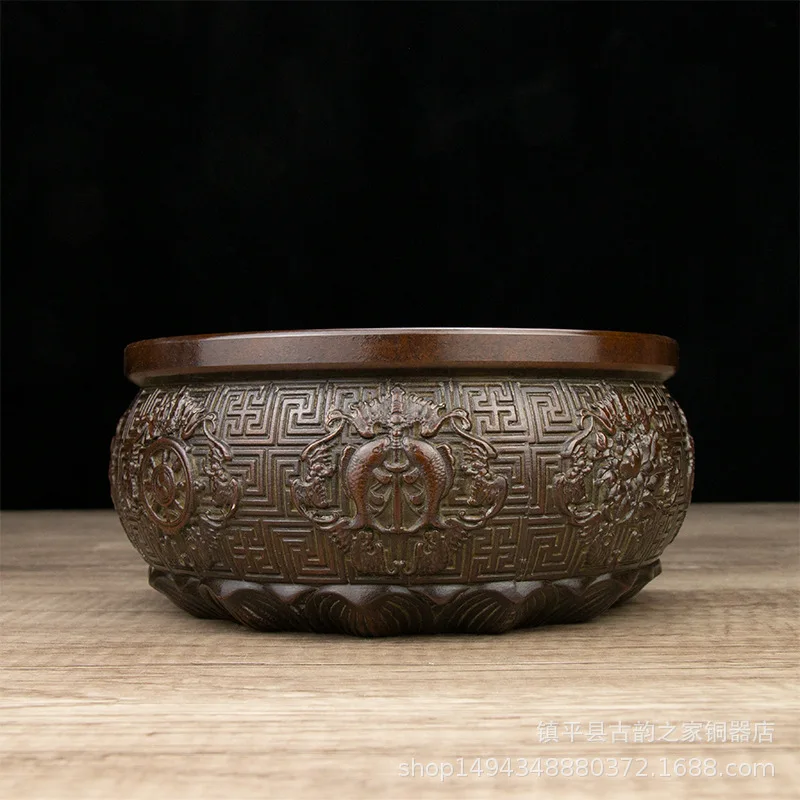 

Чистый тонкий восемь сокровищ, украшение для рог изобилия, медный цилиндр, украшение для офиса, гостиной, магазина, настольный орнамент